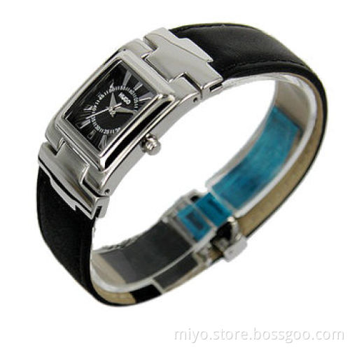 Ladies' Stainless Steel Watch with Genuine Leather Band and CE/RoHS Marks